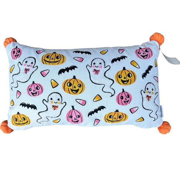 Cupcakes and Cashmere Halloween Ghost Pumpkin Decorative Pillow Cute - Picture 1 of 8